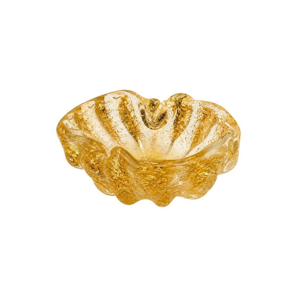 Vintage Murano Gold Aventurine Art Glass Bowl Attributed Barovier & Toso
